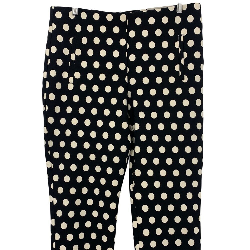 Chicos So Slimming Juliet Slim Leg Polka Dot Pants Size 12 Black White Rayon New - Picture 2 of 8